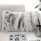 SOGA 2X 30x50cm Luxury Faux Fur Pillowcase (Gray/White)