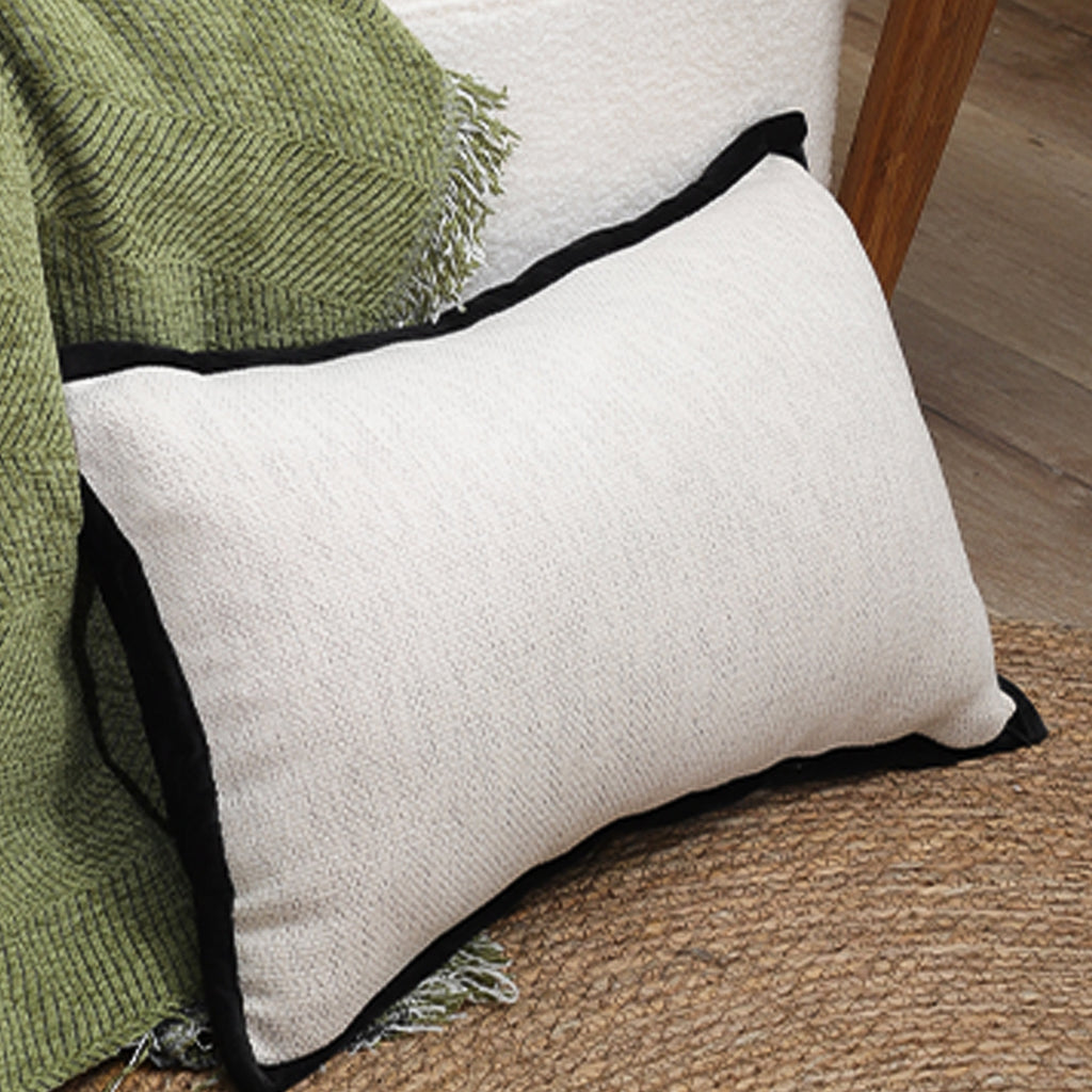 SOGA 30x50cm Olive Green Minimalist Lumbar Pillowcase with Black Trim