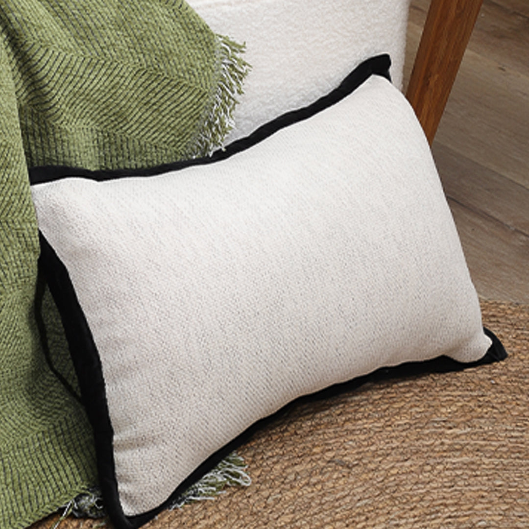 SOGA 30x50cm Olive Green Minimalist Lumbar Pillowcase with Black Trim