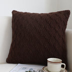 SOGA 45cm Deep Chocolate Brown Diamond Knit Pillowcase
