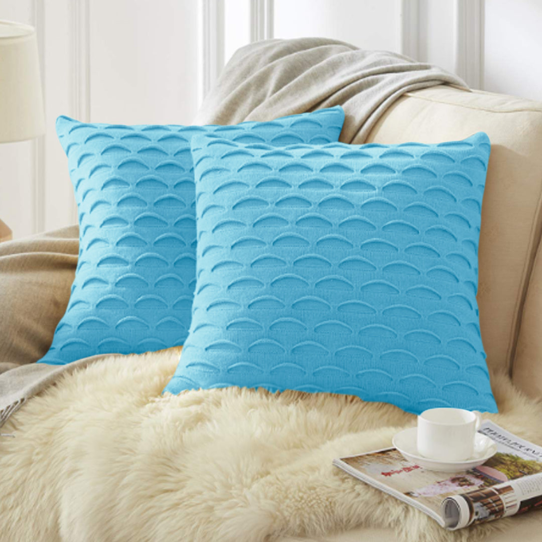 SOGA 45cm Scalloped Wave Pillowcase (Soft Mint)