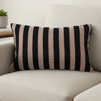 SOGA 30x50cm Black & Tan Striped Rectangular Pillowcase