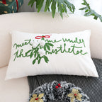 SOGA 45cm Embroidered Christmas Pillowcase – Festive Elegance in White