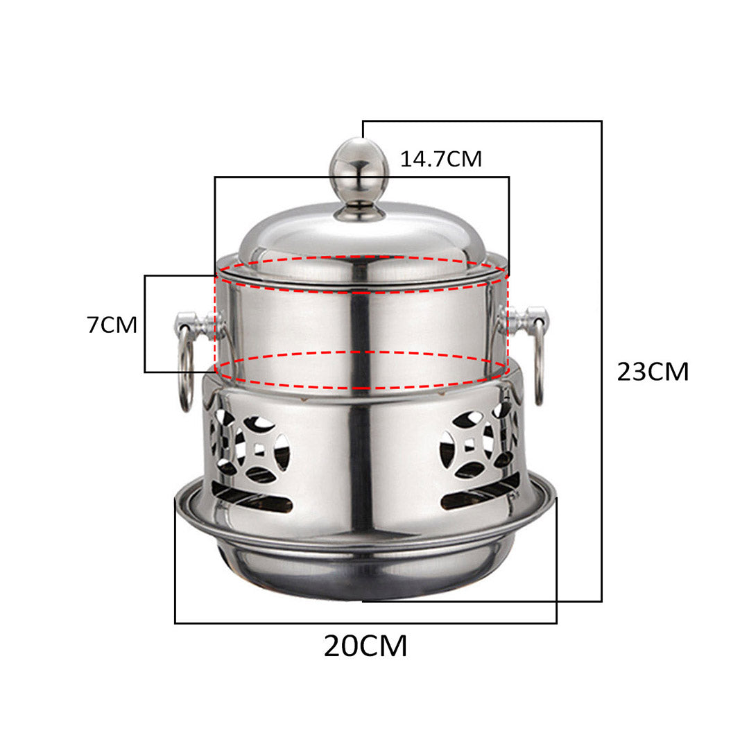 SOGA 4X Stainless Steel Mini Asian Buffet Hot Pot Single Person Shabu Alcohol Stove Burner with Lid