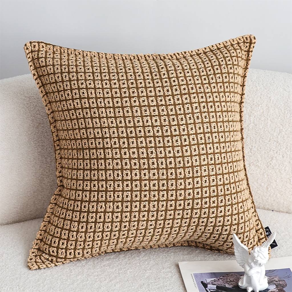 SOGA 45cm Cozy Brown Geometric Knit Polyester Pillow Cover