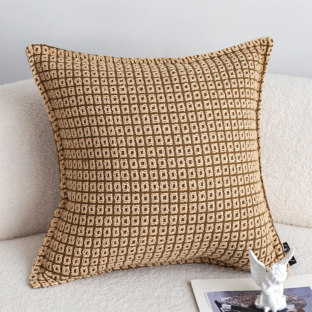 SOGA 45cm Cozy Brown Geometric Knit Polyester Pillow Cover