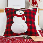 SOGA 45cm Holiday Snowman Pillowcase (Red Plaid)