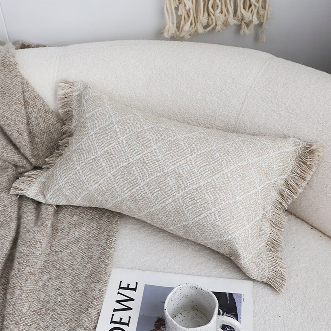 SOGA 2X 35x62cm Serene Textured Fringed Cushion Cover