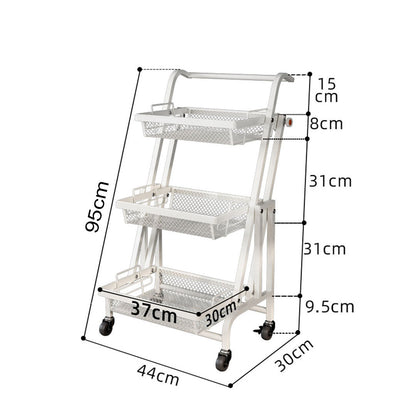 SOGA 3 Tier Steel White Adjustable Kitchen Cart Multi-Functional Shelves Portable Storage Organizer with Wheels