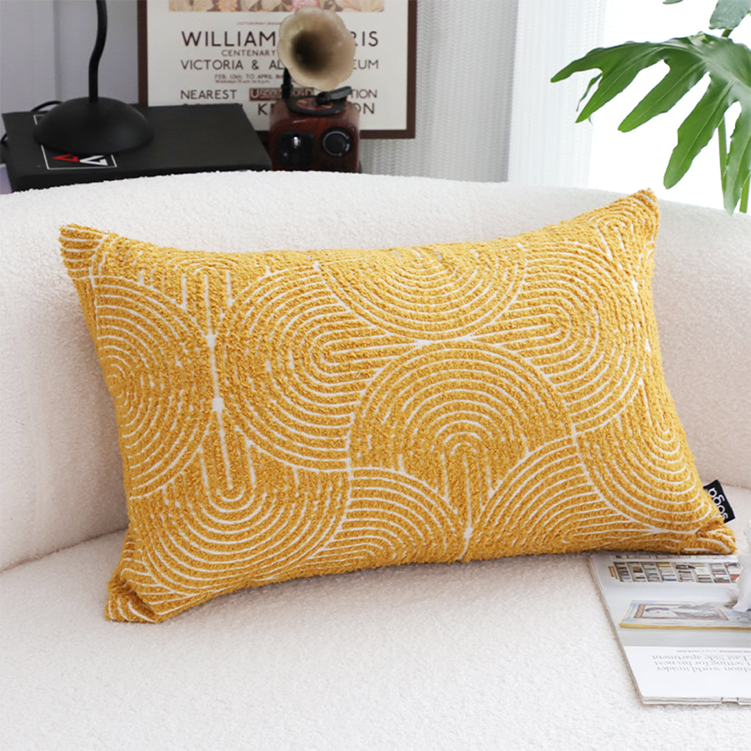 SOGA 30x50cm Mustard Yellow Geometric Lumbar Pillowcase for Home Decor