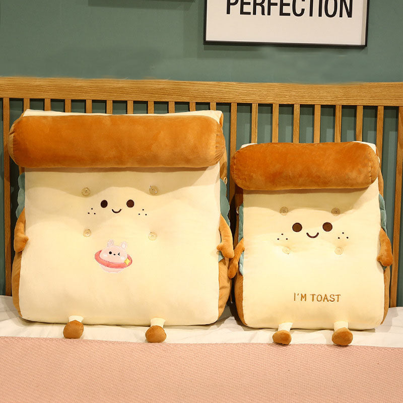 SOGA 2X Smiley Face Toast Bread Wedge Cushion Stuffed Plush Cartoon Back Support Pillow Home Decor