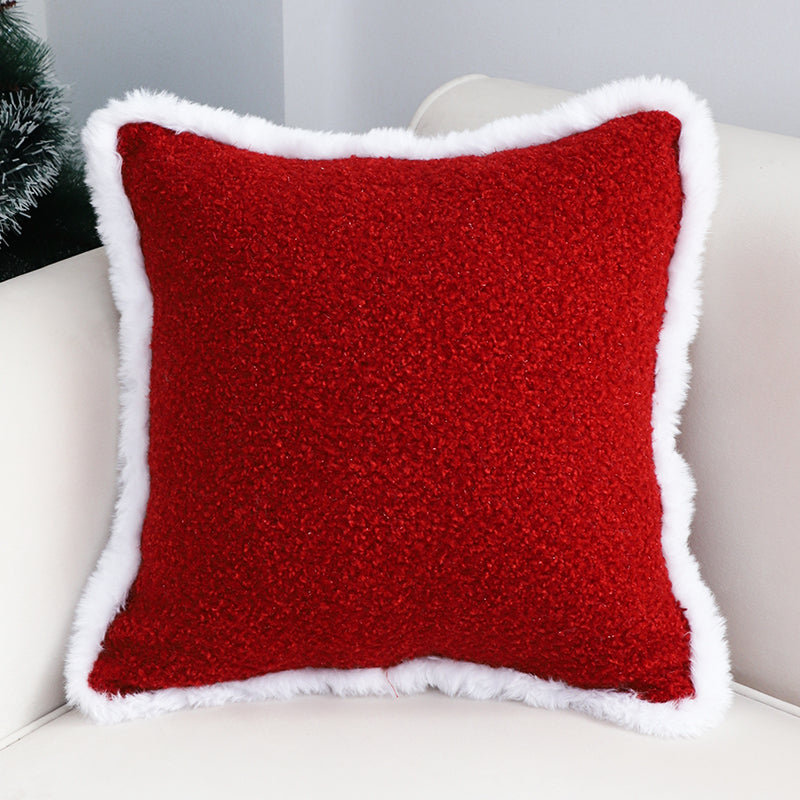 SOGA 45cm Plush Crimson Red Square Pillow Cover
