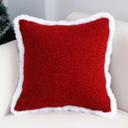 SOGA 45cm Plush Crimson Red Square Pillow Cover