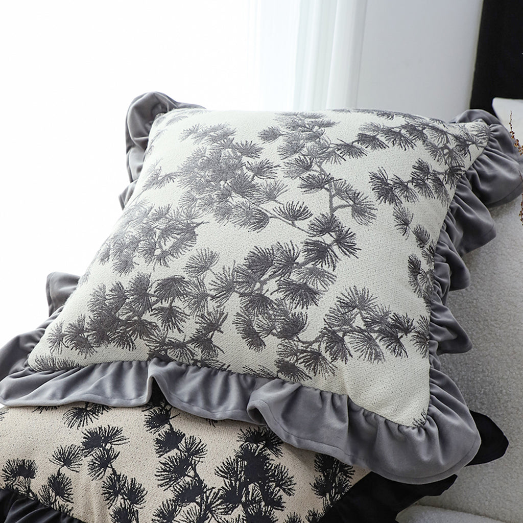 SOGA 45cm Gray Floral with Ruffle Trim