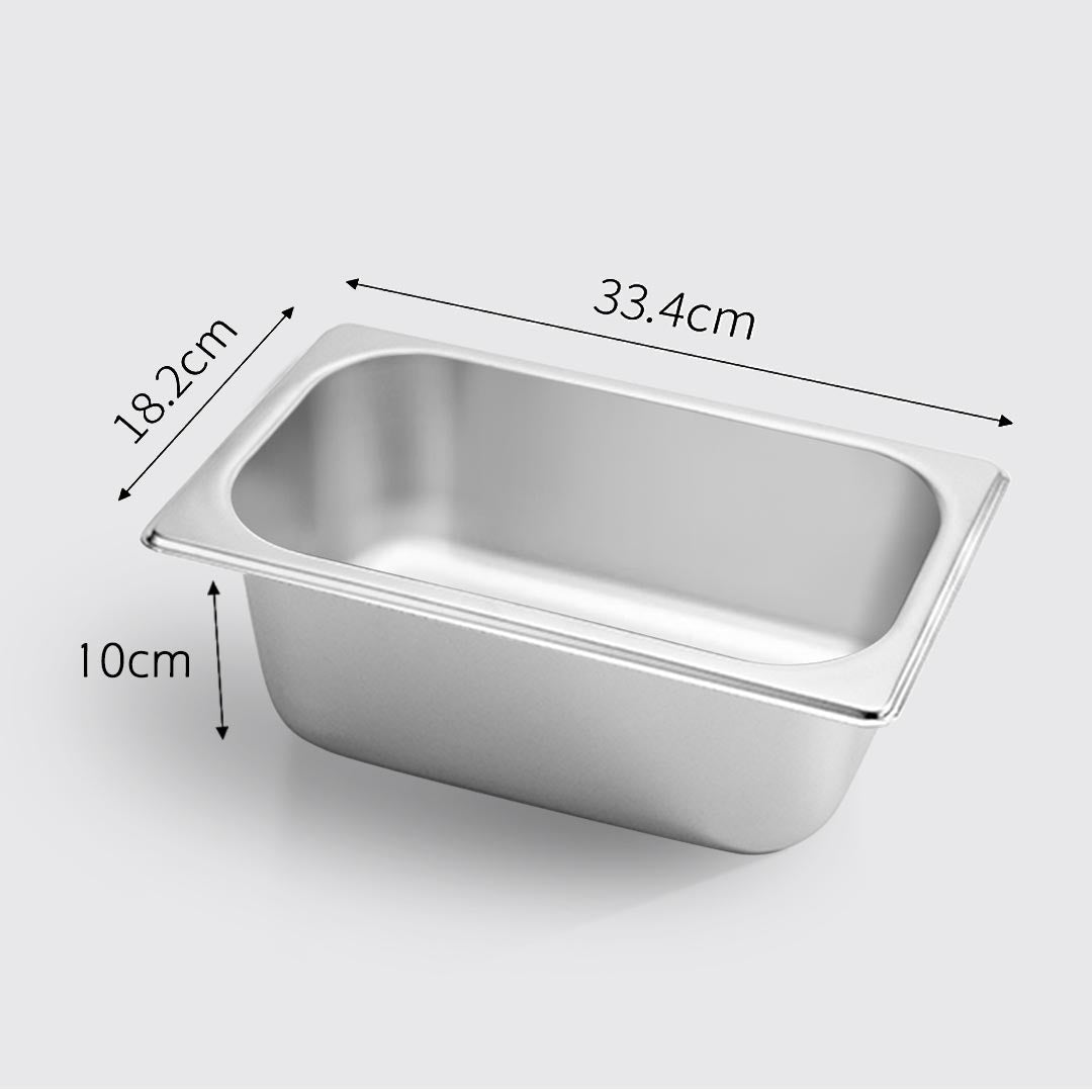 SOGA Gastronorm GN Pan Full Size 1/3 GN Pan 10cm Deep Stainless Steel Tray