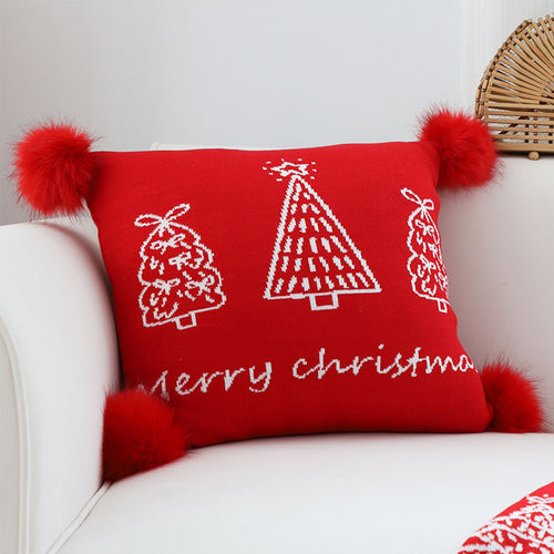SOGA 2X 17.72in Whimsical Red Christmas Tree Pillowcases Festive Decorative Cushion Covers