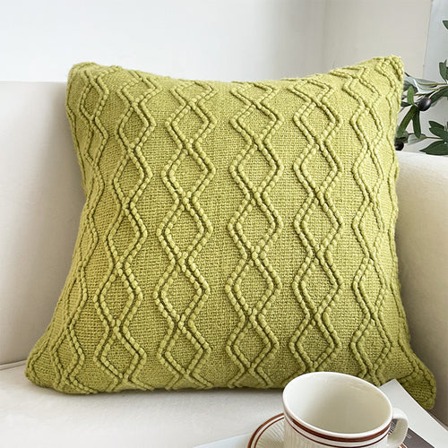 SOGA 2X 17.72in Sage Green Cable Knit Pillow Covers Soft Decorative Cushion Cases