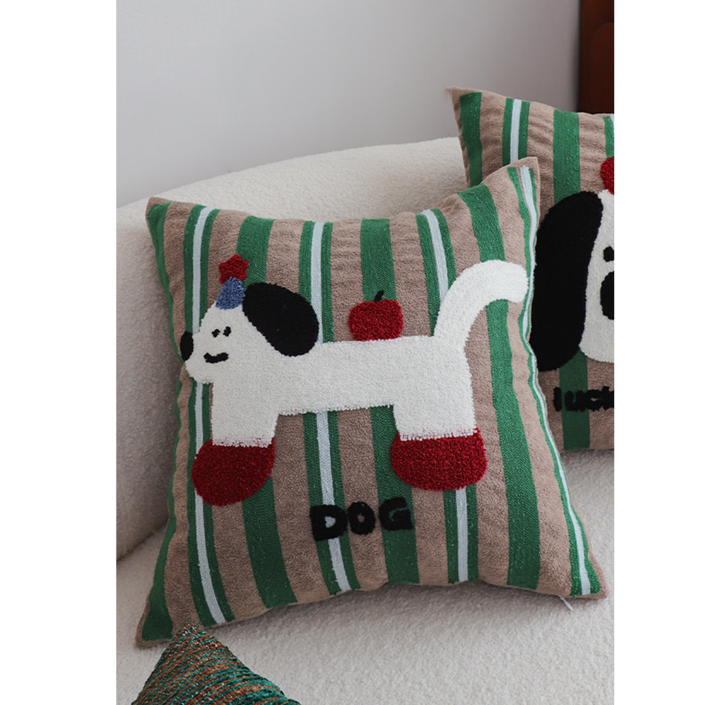 SOGA 45cm Christmas Dog Pillow Cover - Holiday Striped Pillowcase