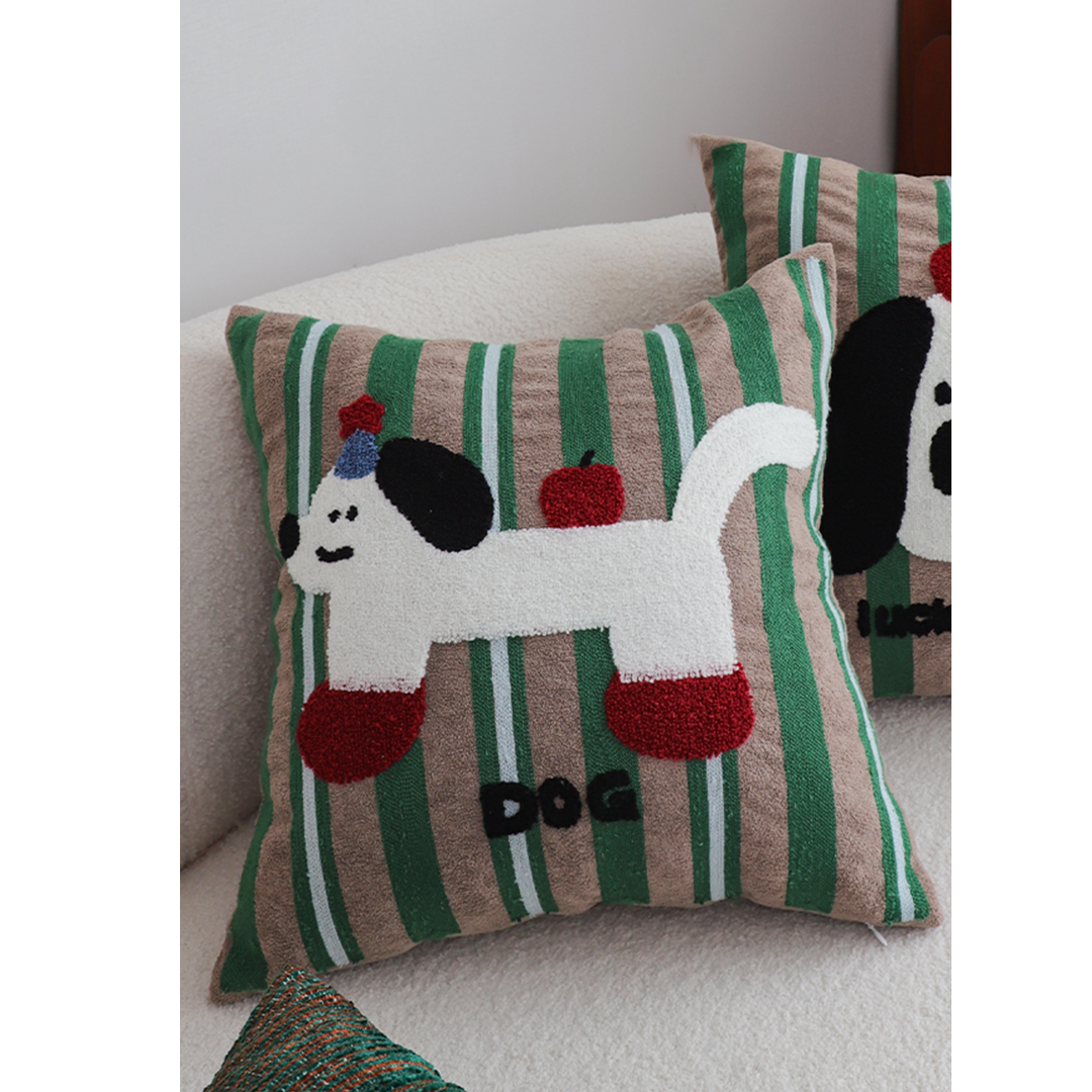 SOGA 45cm Christmas Dog Pillow Cover - Holiday Striped Pillowcase
