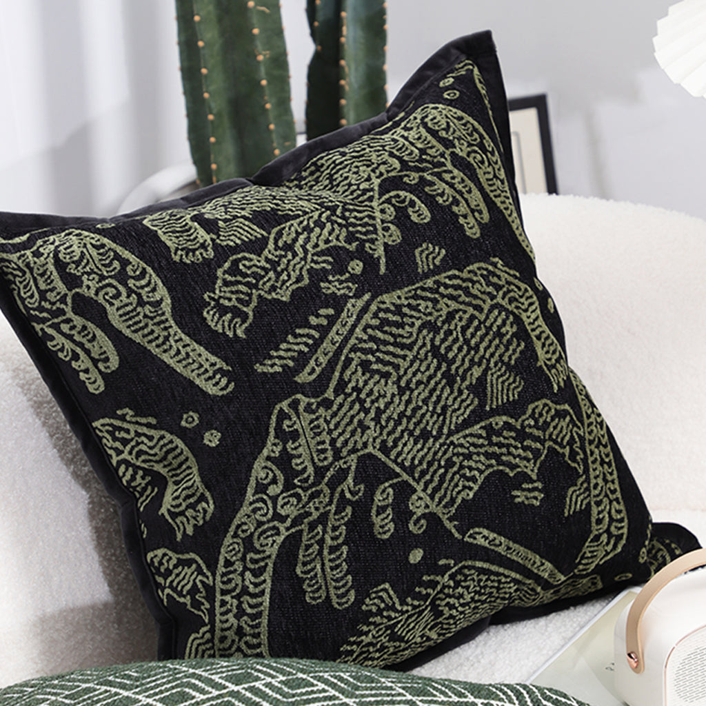 SOGA 45cm Nature-Inspired Midnight Green Embroidered Pillowcase