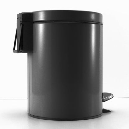 SOGA Foot Pedal Stainless Steel Rubbish Recycling Garbage Waste Trash Bin Round 12L Black