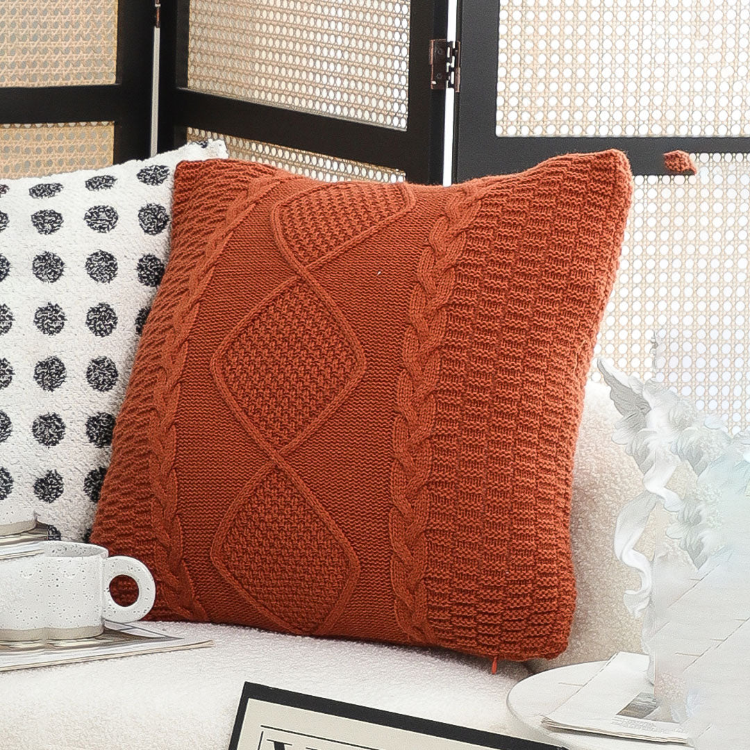 SOGA 2X 45cm Cable Knit Diamond Pillowcase