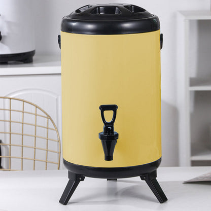 SOGA 4X 14L Stainless Steel Insulated Milk Tea Barrel Hot and Cold Beverage Dispenser Container with Faucet Yellow