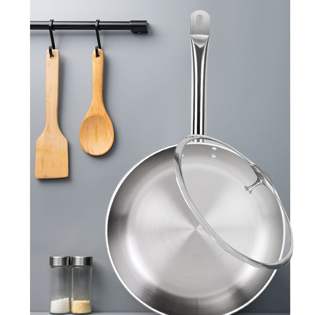 SOGA 2X 28cm Stainless Steel Saucepan With Lid Induction Cookware With Triple Ply Base