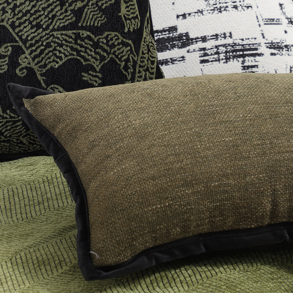 SOGA 2X 30x50cm Versatile Olive Green Lumbar Pillowcase with Black Border
