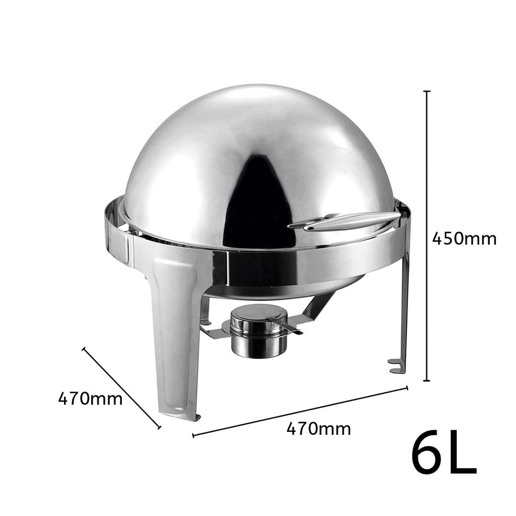 SOGA 4X 6L Stainless Steel Chafing Food Warmer Catering Dish Round Roll Top