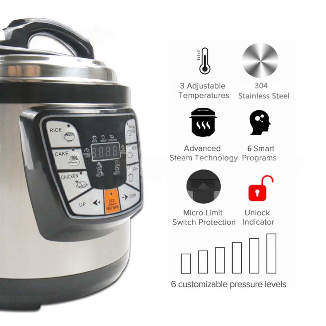 SOGA 2X Stainless Steel Electric Pressure Cooker 12L Nonstick 1600W