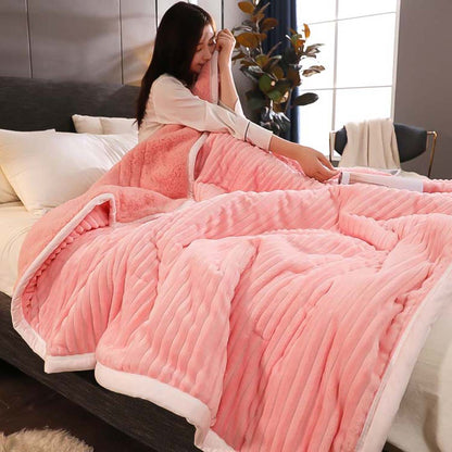 SOGA 2X Throw Blanket Warm Cozy Double Sided Thick Flannel Coverlet Fleece Bed Sofa Comforter Pink