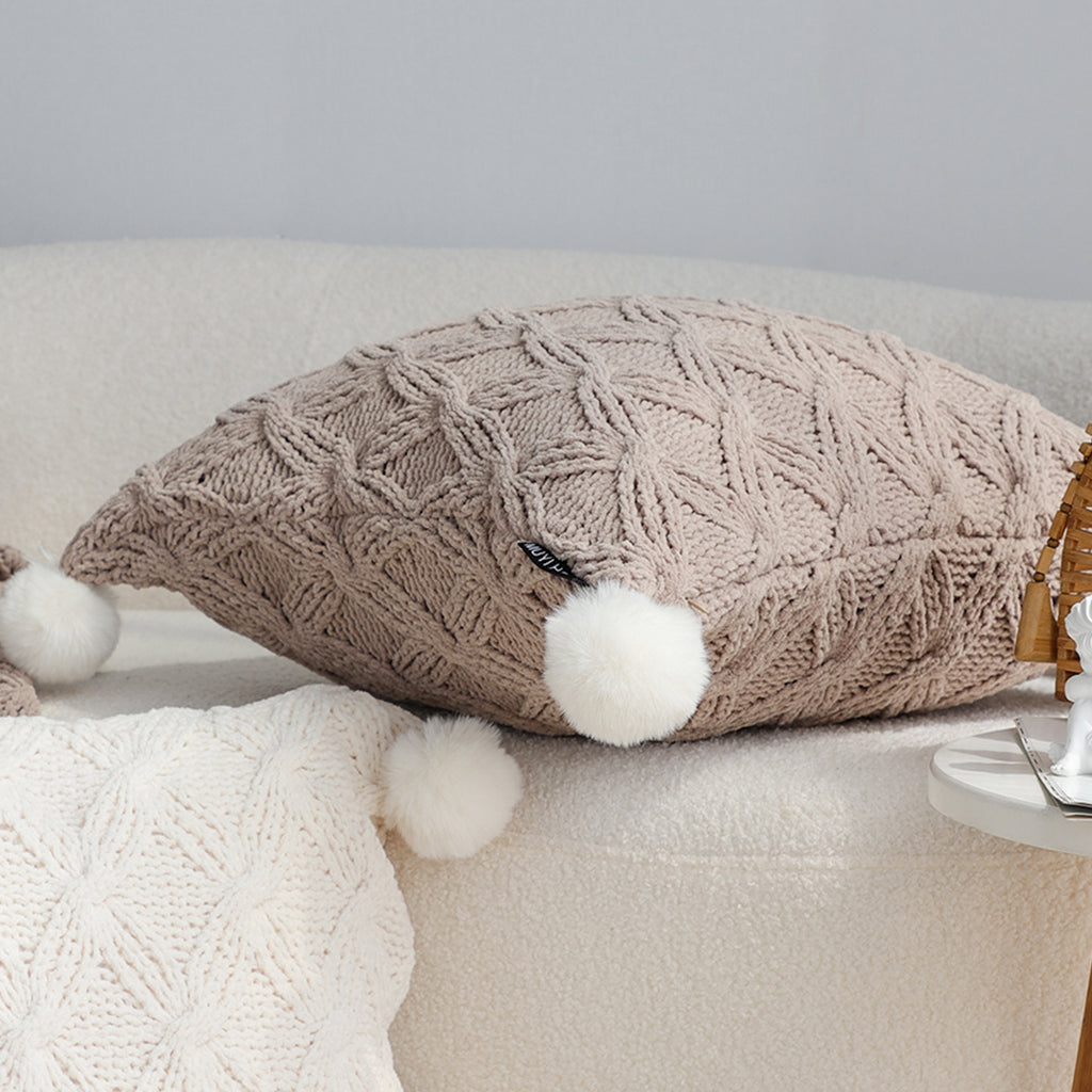 SOGA 45cm Diamond Knit Texture Brown Throw Pillowcase