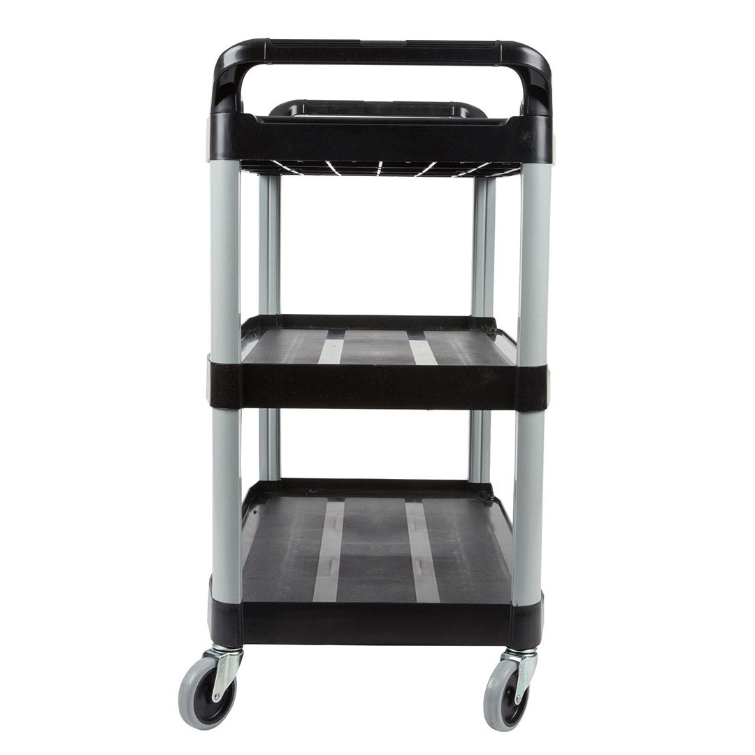 SOGA 3 Tier Food Trolley Food Waste Cart With Two Bins Storage Kitchen Black 83x43x95cm Small