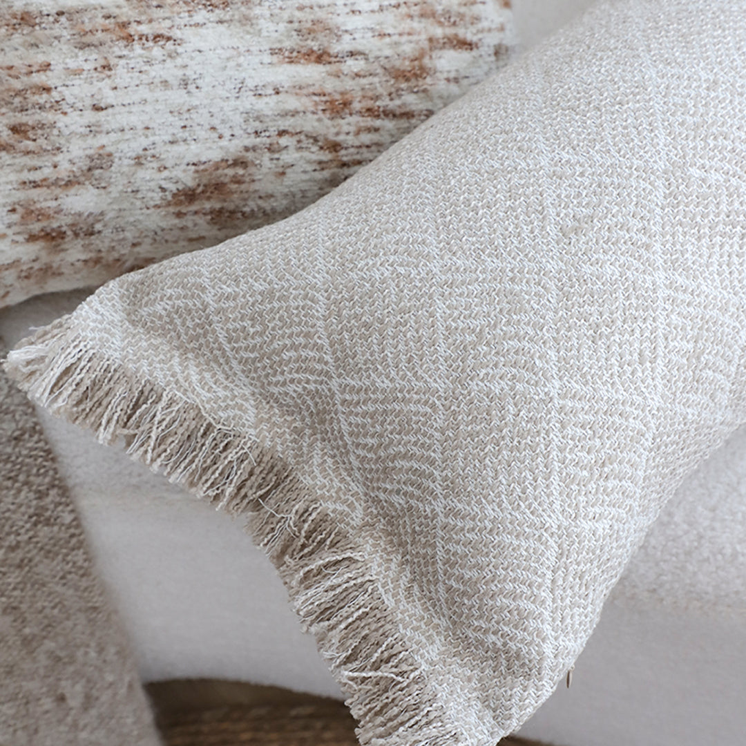 SOGA 2X 35x62cm Serene Textured Fringed Cushion Cover