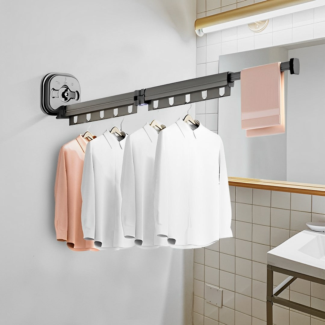SOGA 2X 36.7in Wall-Mounted Clothing Dry Rack Retractable Space-Saving Foldable Hanger