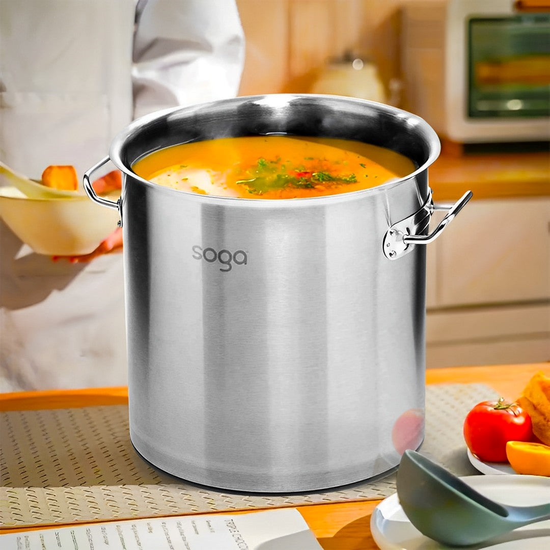 SOGA Stock Pot 17Lt Top Grade Thick Stainless Steel Stockpot 28CM 18/10