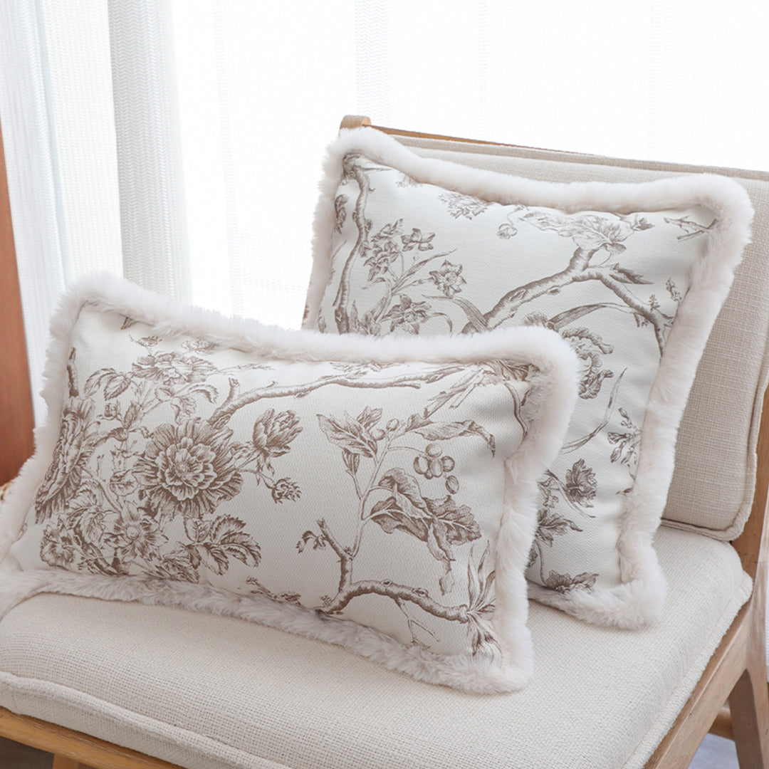 SOGA 30x50cm Taupe Floral Embroidered Pillowcase