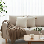 SOGA Cozy Home Set-Flannel Throw Blanket & 2 Decorative Pillow Covers (Knit & Abstract), Soft & Stylish