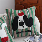 SOGA 45cm Christmas Dog Pillow Cover - Holiday Striped Pillowcase