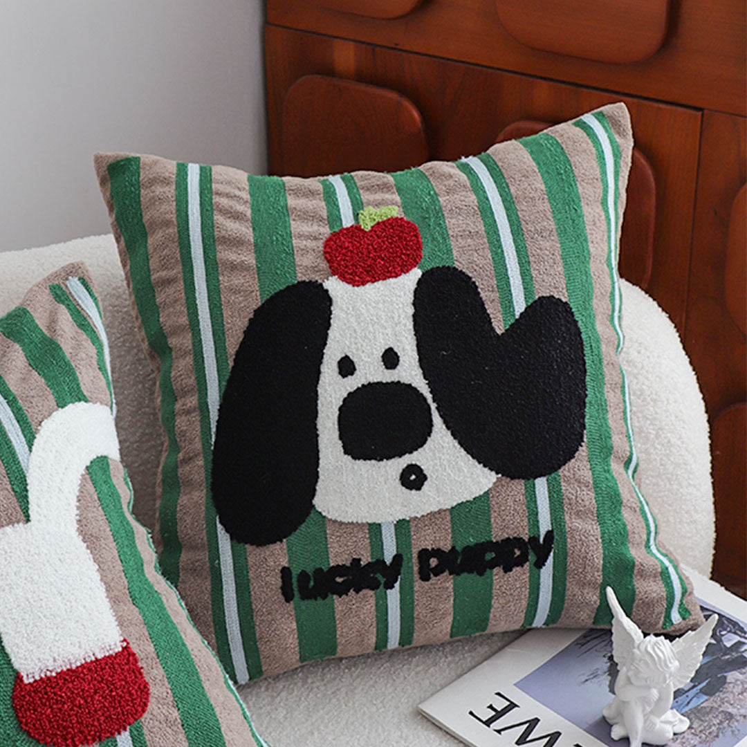 SOGA 45cm Christmas Dog Pillow Cover - Holiday Striped Pillowcase
