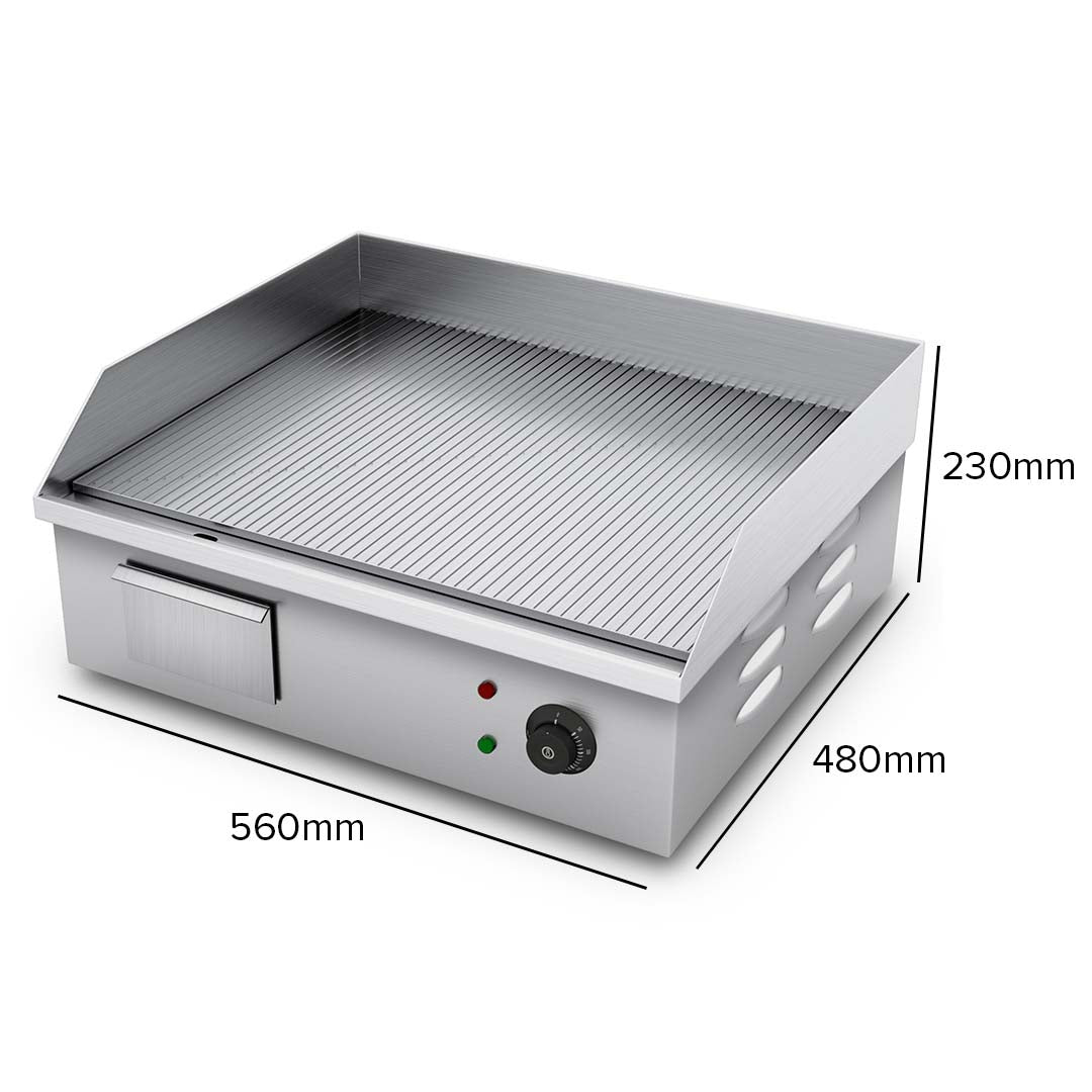 SOGA 2200W Stainless Steel Ribbed Griddle Commercial Grill BBQ Hot Plate 56*48*23