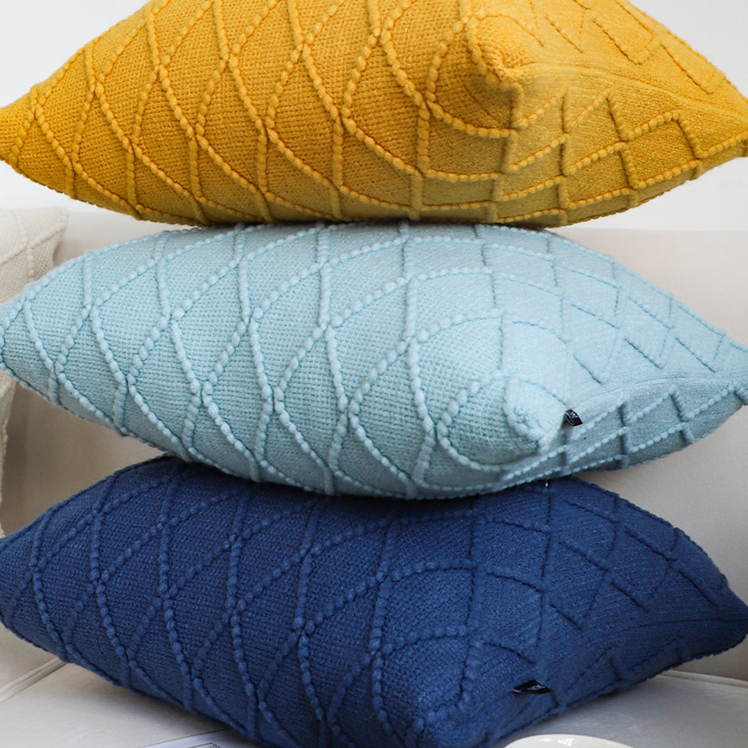 SOGA Set of 2 Navy Blue Diamond Knit Pillowcases – 45cm Decorative Cushion Covers