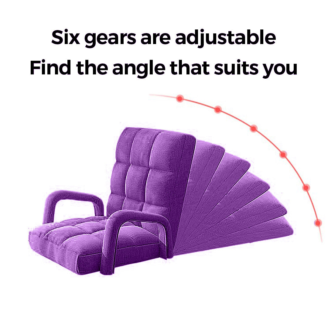 SOGA 2X Foldable Lounge Cushion Adjustable Floor Lazy Recliner Chair with Armrest Purple