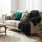 SOGA 4PC Set – Flannel Throw Blanket + Landscape Tapestry & Emerald Velvet Pillowcases – Cozy Decor