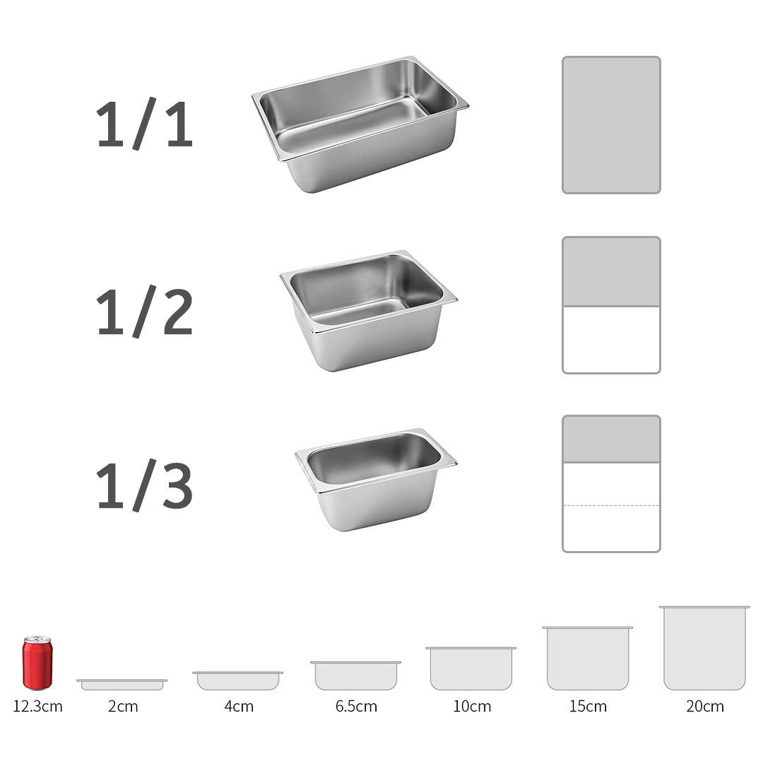 SOGA Gastronorm GN Pan Full Size 1/2 GN Pan 6.5cm Deep Stainless Steel Tray With Lid