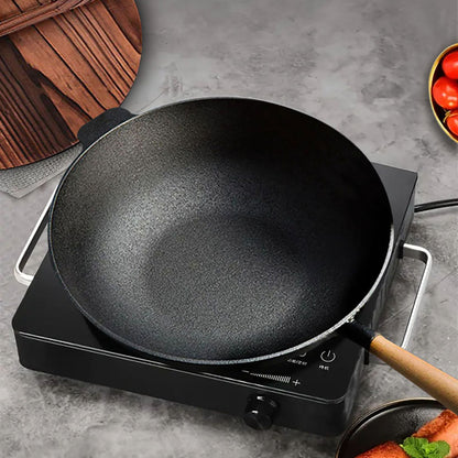 SOGA 31cm Commercial Cast Iron Wok FryPan Fry Pan