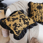 SOGA 45cm Velvique Floral Ruffle Pillowcase – Mustard Gold