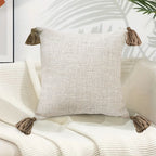 SOGA 50cm Beige Pillow Textured Throw Cover, Luxurious Rib Knit Ribbed Cotton Throw Pillow