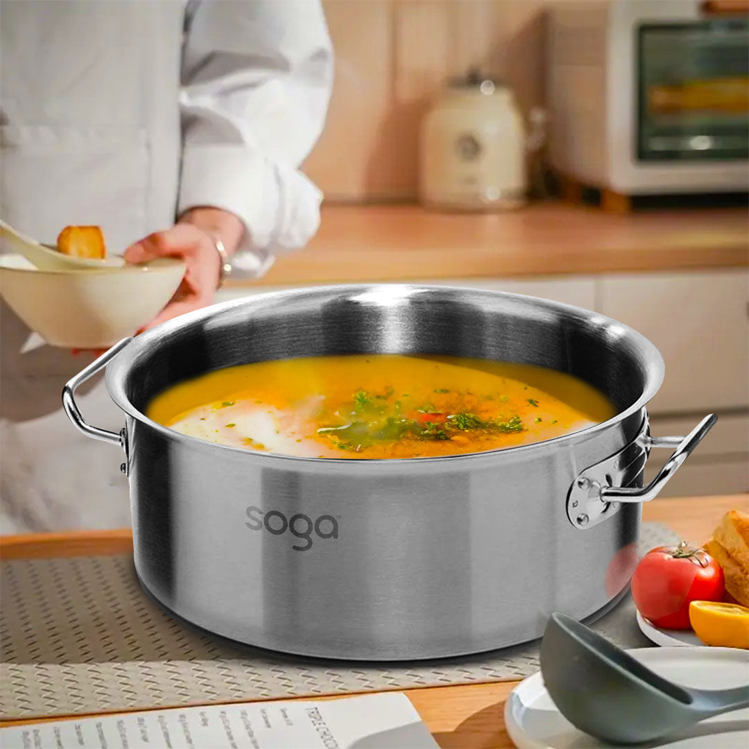 SOGA Stock Pot 9Lt Top Grade Thick Stainless Steel Stockpot 18/10